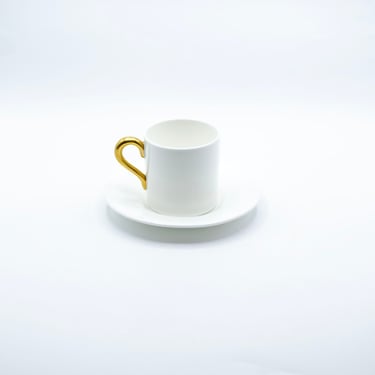 Vintage Gold-Accented Espresso Cup and Saucer 