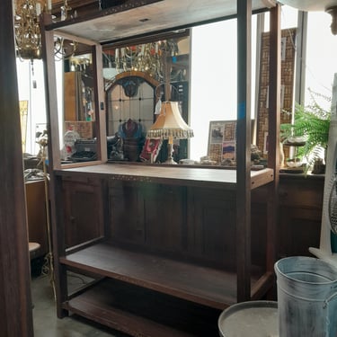 Teak Shelving with Brass Inlay