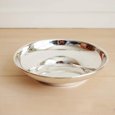 Antique Sterling Silver Classic Round Shallow Bowl Tray 