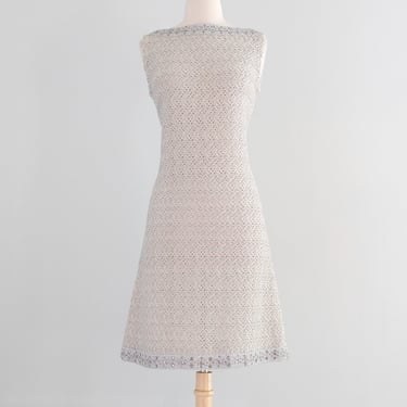 Vintage 1960's Silver Lurex Knit Mod Shift Dress by Dalton / M