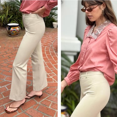 High Waist 80s French PARIS trousers pants Slacks structured Sleek S M 