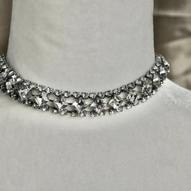 Dramatic Wide Rhinestone Choker Collar Necklace RARE Art Deco Sparkling Dramatic Necklace Wedding Necklace Prom Necklace Cosplay Showstopper 