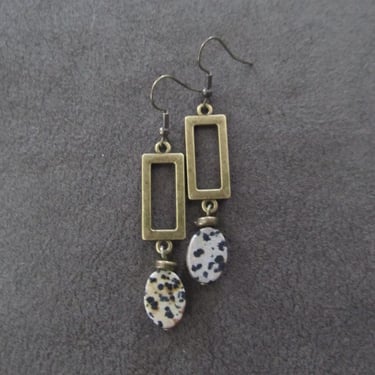 Dalmatian jasper and bronze earrings 