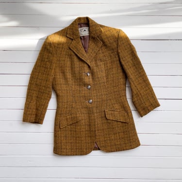 equestrian riding jacket 70s vintage Correct Riding Apparel orange plaid wool blazer 