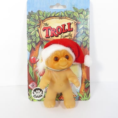 Vintage DAM Christmas Troll Doll 1985 - The Troll Family Xmas Baby Troll Model 51024 