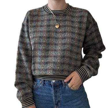 Vintage 1990s Jhanes Barnes Wool Blend Geometric Psychedelic Grunge Sweater Sz M 