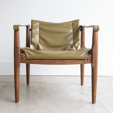 Vintage 1960s Safari Lounge Sling Chair Douglas Heaslett Brown Saltman Made in Denmark 