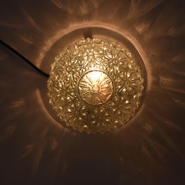 Small Vintage Round Bubble Glass Sconce / Retro Wall Light / Mid Century / Ceiling Light / Spotlight / Embossed Glass / Yugoslavia / 1970s 