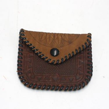 vintage native inspired leather coin purse 