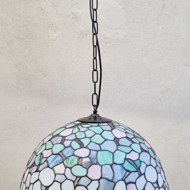 Vintage Tiffany Style Glass Ceiling Lamp / Produced by Licht Studio Eisenkeil / Hanging Lamp / Art Deco /Handmade Ceiling Lamp /Italy /'80s 