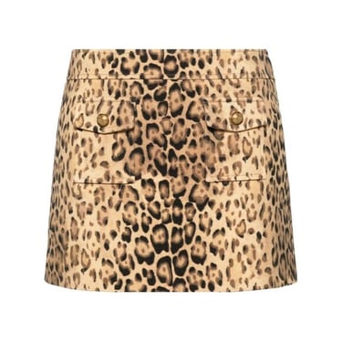 Celine Women Mini Leopard Skirt