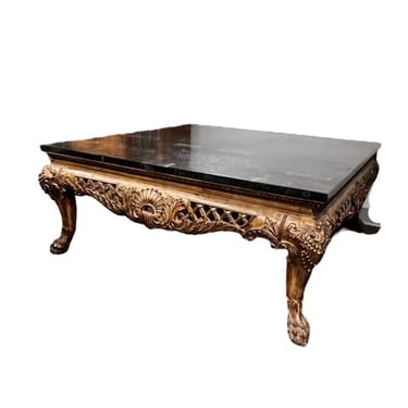 Carved Wood Coffee Table w/Marble Top WDI224-19