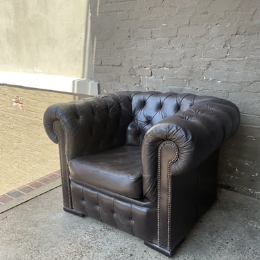 English Leather Chesterfield Armchair