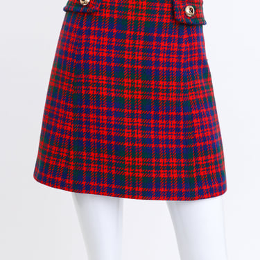 Houndstooth Plaid Mini Skirt