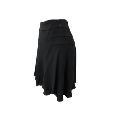 Vtg Vintage 00s 03 P Chanel Official Y2K Era Essential Flirty Black Mini Skirt 