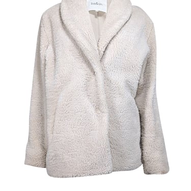 Ba&sh - Cream Faux Shearling Shawl Collar Coat Sz 2