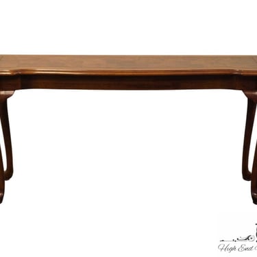 ETHAN ALLEN Collectors Classics Traditional Style 56" Solid Pecan Accent Sofa Table w. Olive Ash Burl Veneer Top 13-9607 