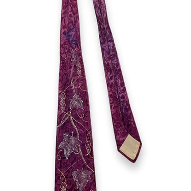 Vintage 1930s/1940s Hand Painted Brocade Neck Tie ~ Art Deco / Atomic ~ Cravat 