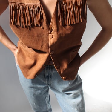 Vintage Lee Chestnut Fringe Leather Vest