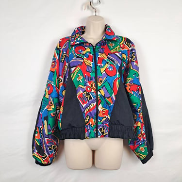 Vintage 90s Rainbow Pattern Windbreaker Jacket 