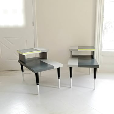 Mid century modern end tables,  vintage mcm  tables, nightstand, painted furniture nj NYC 