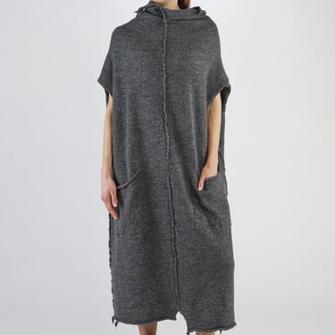 Oversized Funnel Neck Drop Shoulder Knit Wool Dress