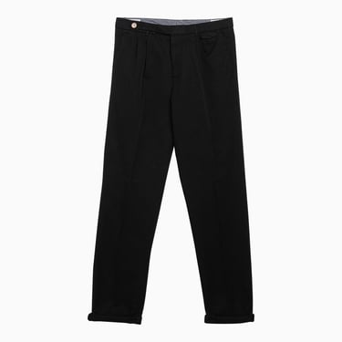 Brunello Cucinelli Black Cotton Regular Pants Men