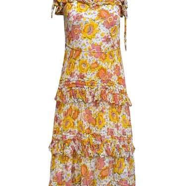 Cleobella - Yellow & Pink Floral Print Sleeveless Dress Sz XS