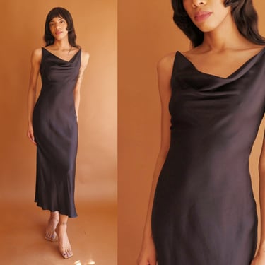Vintage Silk Cowl Neck Bias Cut Slip Dress/ Tahari/ Size XS Small 