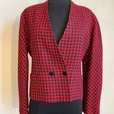 1990s Jaeger Wool Houndstooth Blazer 