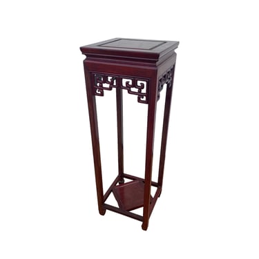 Vintage Chinese Carved Rosewood Plant Stand 36" Tall x 12" x 12" Asian Square Display Pedestal Table 