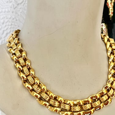 Statement Necklace, Chunky Chain, Napier, Gold Tone Links, Vintage 80s 90s 