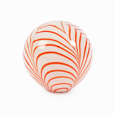 Murano Art Glass Ball White Orange Swirl Italy 