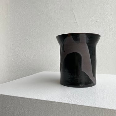 handmade ceramic poured glaze vase 
