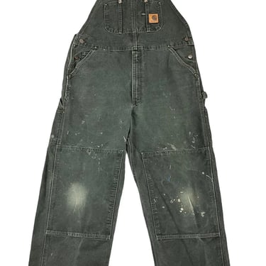 Vintage Carhartt R06 Green Double Knee Bib Overalls 38x30