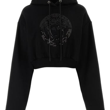 Versace Woman Black Cotton Sweatshirt