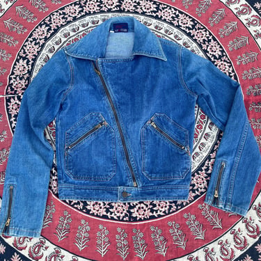 Vintage ‘80s BRITANNIA denim jacket |  cropped jean jacket, all cotton, zippers, XS/S 