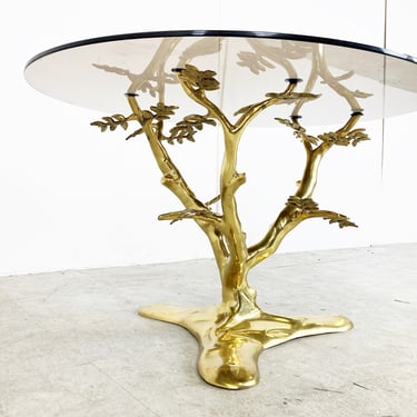 Vintage brass coffee table, 1970s - brass tree coffee table - sculputral coffee table - vintage brass coffee table 