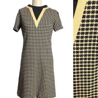 Vintage 1960s houndstooth check A-line dress - size small 
