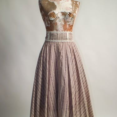 1970s Gunne Sax Floral Fit and Flare Skirt