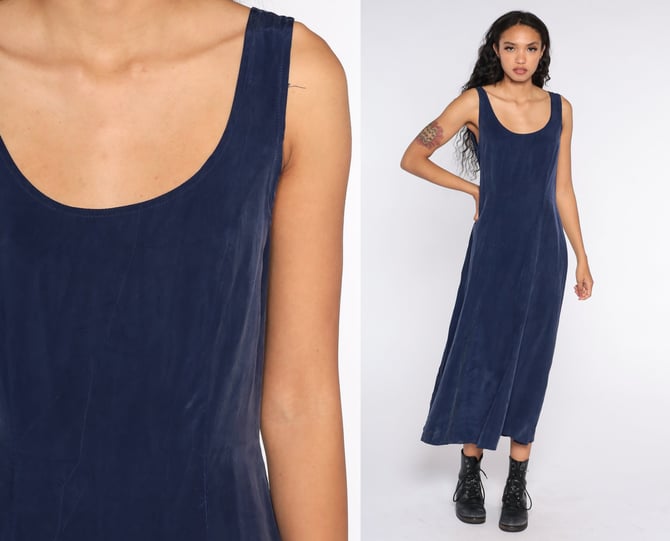 Long Blue Dress 90s Grunge Maxi Dress ...