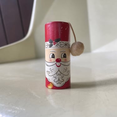 Vintage Mid-Century Santa Claus Matchstick or Thumbtack Container Box Christmas 1950s 