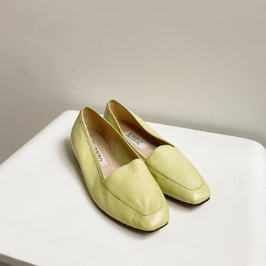 Lime Soft Leather Flats | Size 7