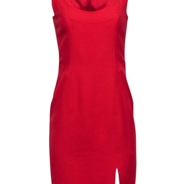 Escada - Red Sleeveless Sheath Dress w/ Slit Sz 6