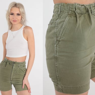 Boy Scout Shorts 2xs 80s Olive Green Drab Shorts Army Cargo 1980s High Waisted Military Retro Boho Vintage Bohemian xxs 