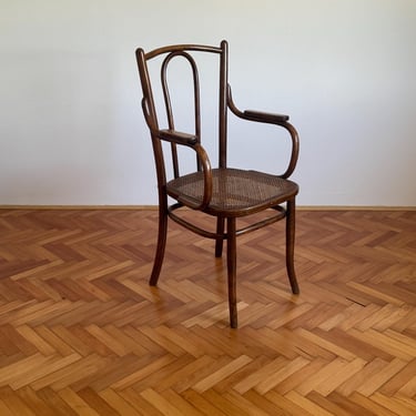 Vintage Bentwood Armchair / Thonet Style No.56 Chair / Rattan Seat / Mid Century Classic Design / Vienna Café Chair Inspired / Wooden Chair 