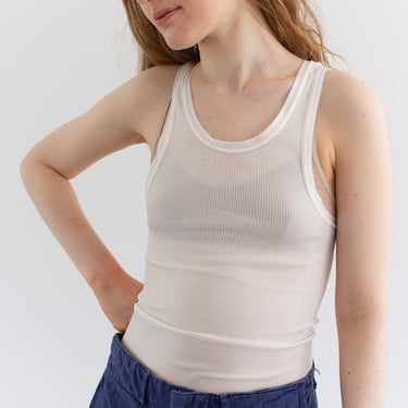 Vintage Nylon Rib Tank Shirt | Lewis Athletic Semi Sheer Singlet | XS | 