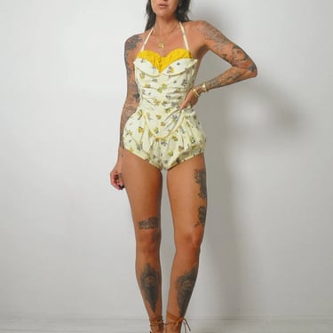 1950's Floral Swim Playsuit