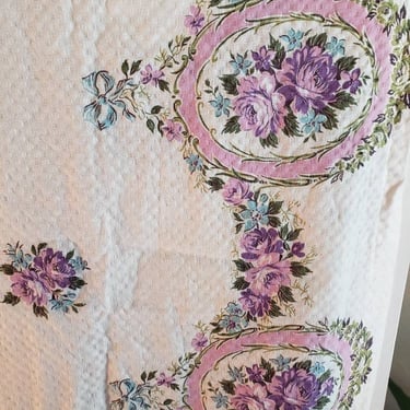 vintage 60s Lavender/Purple/White Cotton Curtains 2 Pinch Pleat Panel Plus bonus 