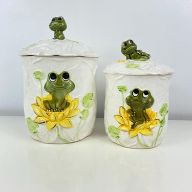 Vintage Neil the Frog Canister set of 2 Sears, Roebuck and Co. 1978, Vintage Frog Decor, Granny Core, Retro Cottage Core Decor, Froggy Style 